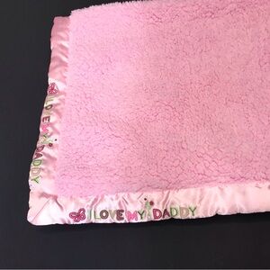 Beansprout Sherpa Baby Blanket I Love My Daddy Satin Trim Lovey Pink‎ Butterfly